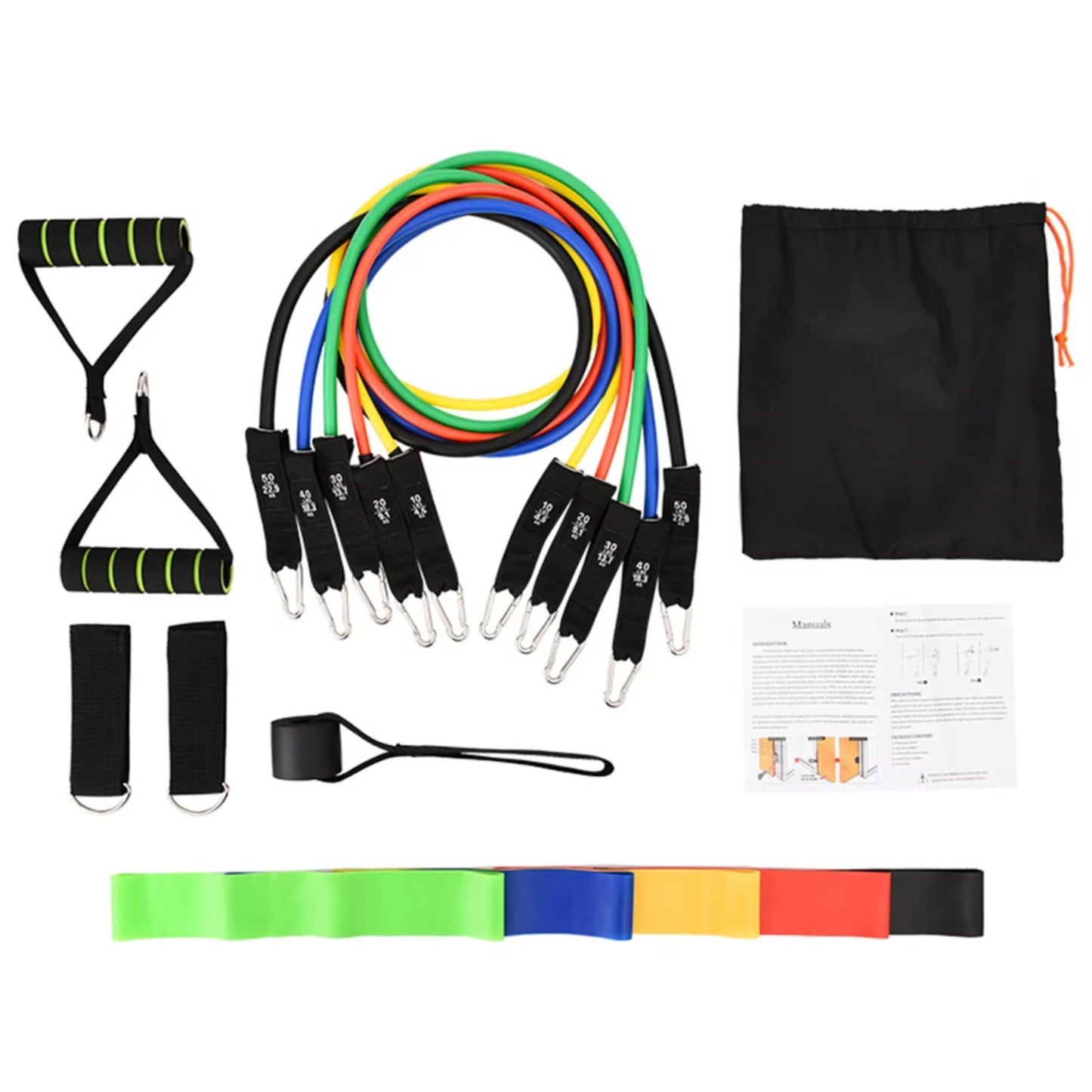 17Pcs/Set Latex Resistance Bands Gym Door Anchor Ankle Straps Resist Band Kit Yoga Exercise Band Fitness Expander Loop Tube Pull
