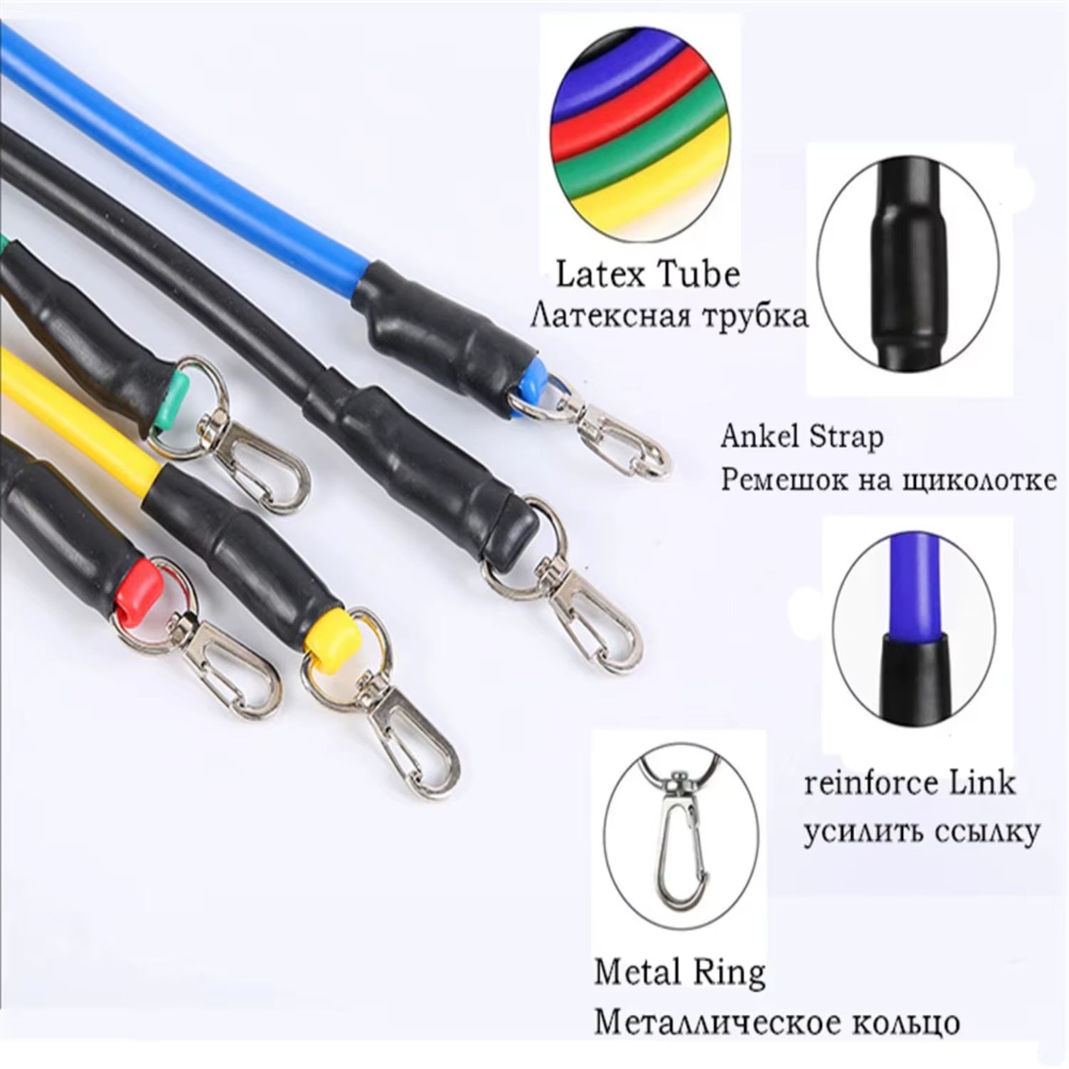 17Pcs/Set Latex Resistance Bands Gym Door Anchor Ankle Straps Resist Band Kit Yoga Exercise Band Fitness Expander Loop Tube Pull