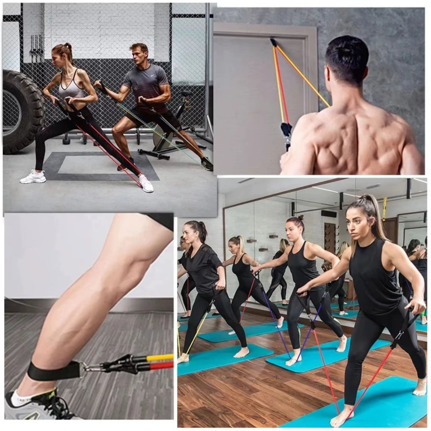 17Pcs/Set Latex Resistance Bands Gym Door Anchor Ankle Straps Resist Band Kit Yoga Exercise Band Fitness Expander Loop Tube Pull