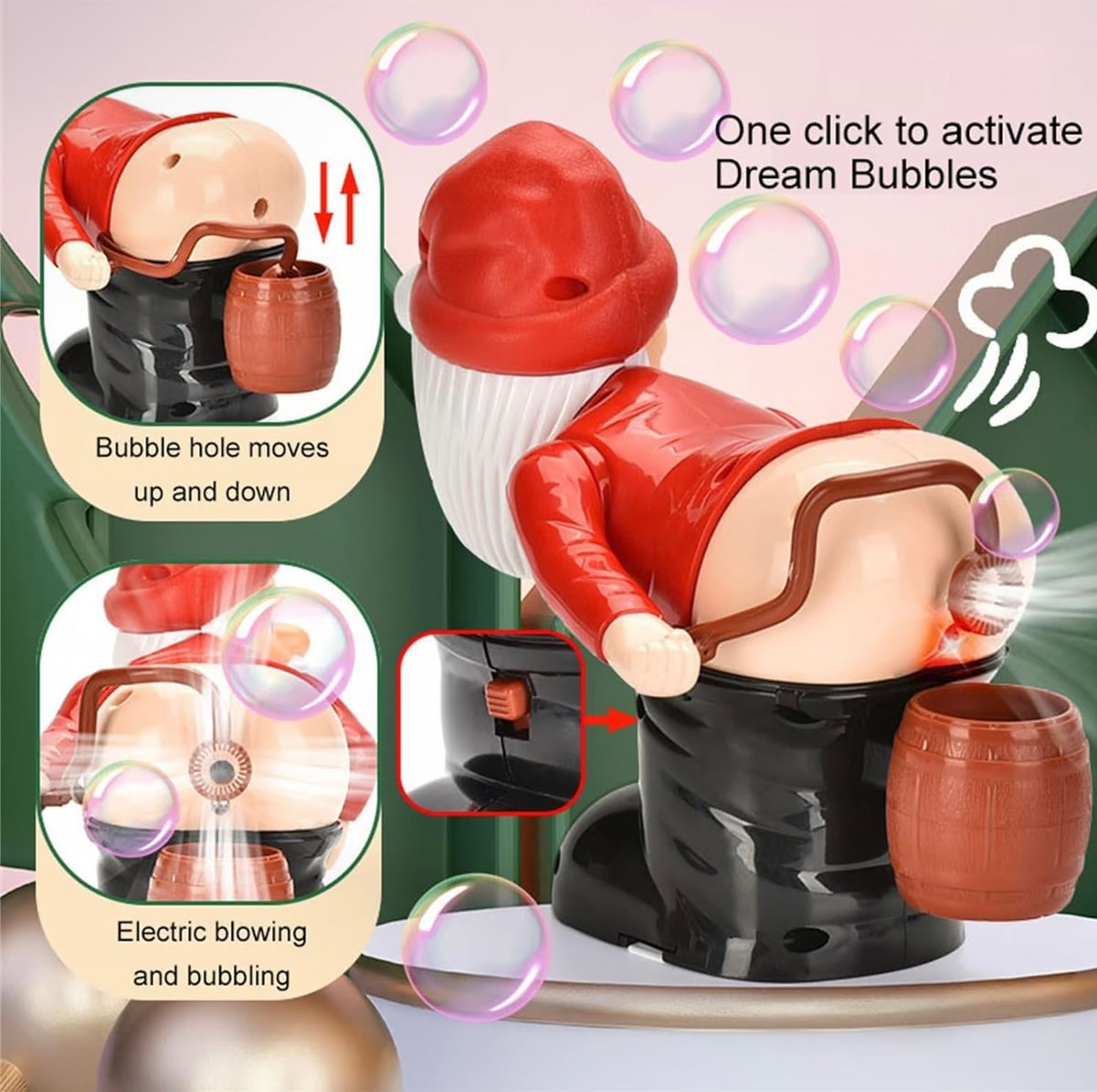 Musical Santa Butt Bubble Blower with Lights